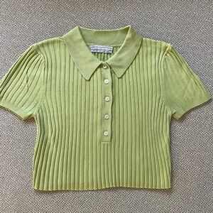 Urban Outfitters Green Ribbed Polo Shirt